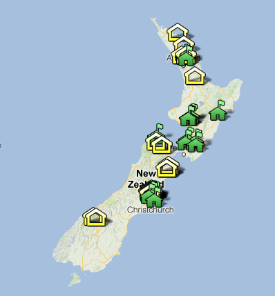 Map of Innovative Housing in New Zealand